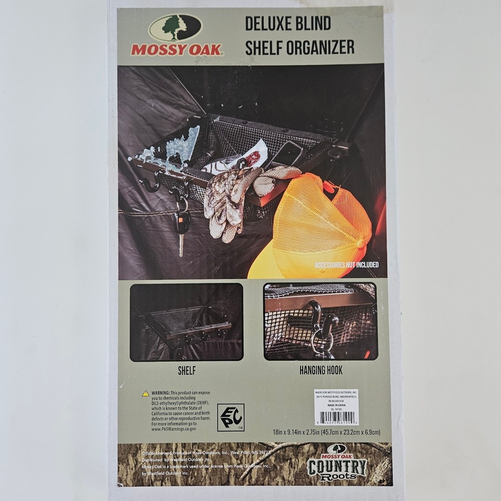 Mossy Oak Deluxe Blind Shelf Organizer Hunting Storage Hook Country Roots